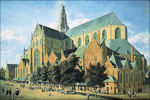 Grote of Sint-Bavokerk vanaf de Groenmarkt in Haarlem